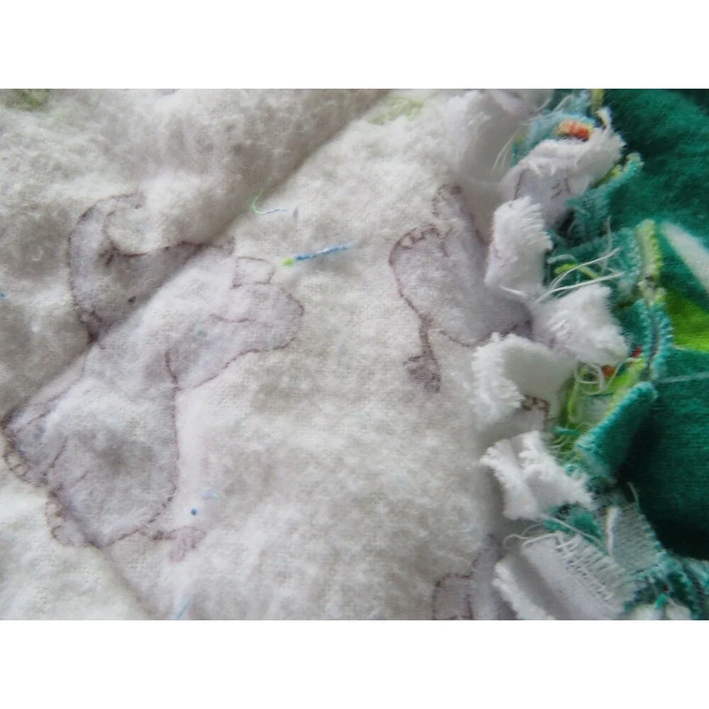 Flannel Rag Quilt With Batting 43 x 43,  Elephants, Zebras, and Jungle Animals
